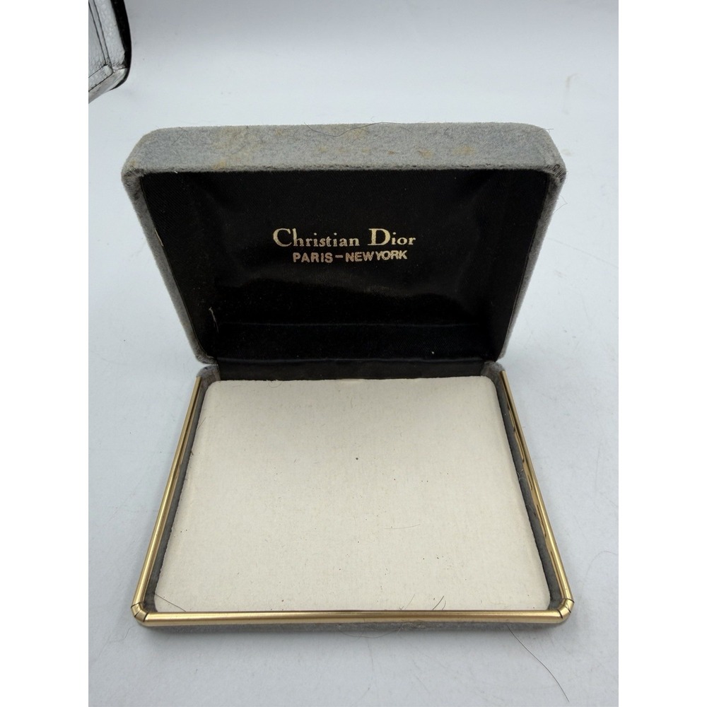 Vintage Christian Dior Gray Velvet Presentation Box W/Gold Trim 3.75"in Across